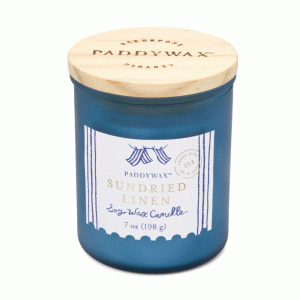 CST0805EU Coastal 198g Glass Candle Sea Blue - Sundried Linen